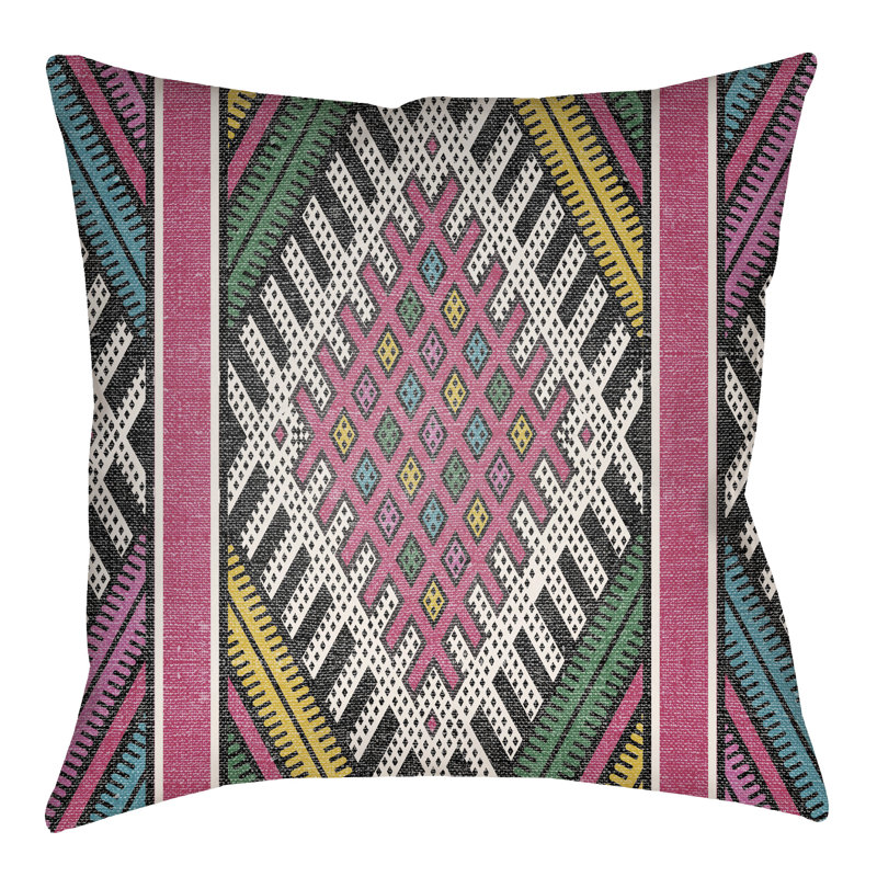 Lolita Pratt Indoor/Outdoor Throw Pillow, 16" x 16", Hot Pink/Orange