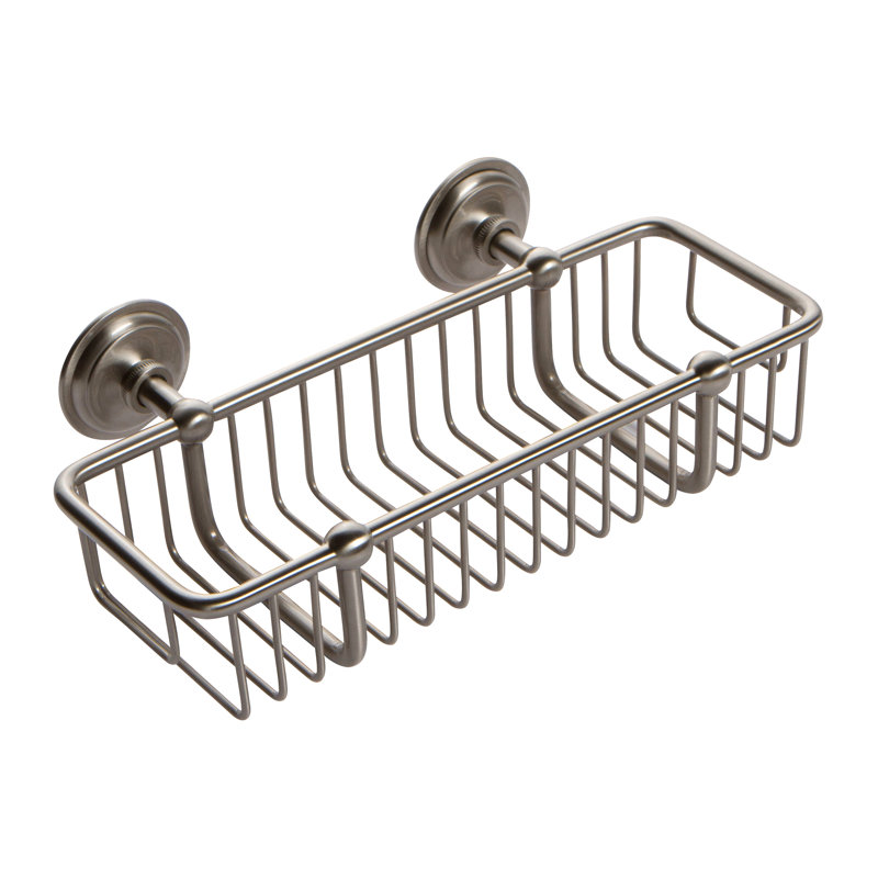 London Terrace Toiletry Basket, Satin Nickel, 3.25" H x 10.63" W x 5.31" D