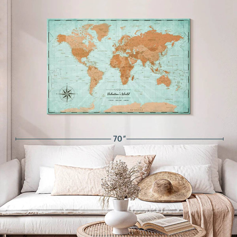 Personalized Adventures II Push Pin World Map, 32" H x 48" W, Yes