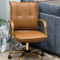 Willa Arlo Interiors Lundgren Leather Task Chair with Padded Arms & Reviews