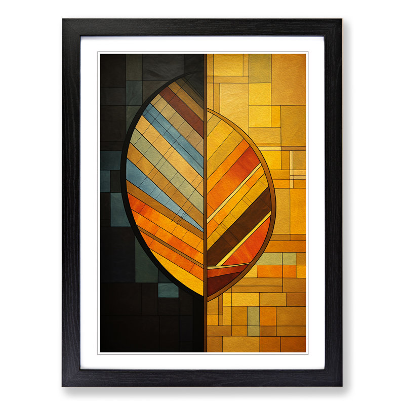 Leaf Constructivism No.3 1 Piece Single Picture Frame Wall Art, 34cm H x 25cm W, Black Framed