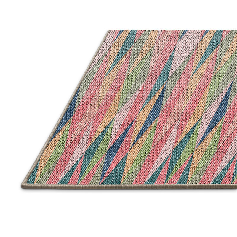Tapis à motifs rose clair / vert, Rectangle 2 pi x 4 pi