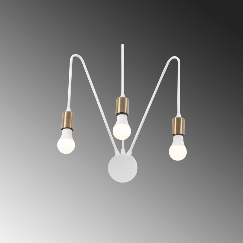 Lampe murale industrielle, corps en métal blanc, 16,5 po x 7,9 po x 18,9 po | 3 x douilles E27 (40 W maximum) | Homologué IP20, parfait pour la décoration intérieure moderne et l'éclairage ambiant, design élégant et durable