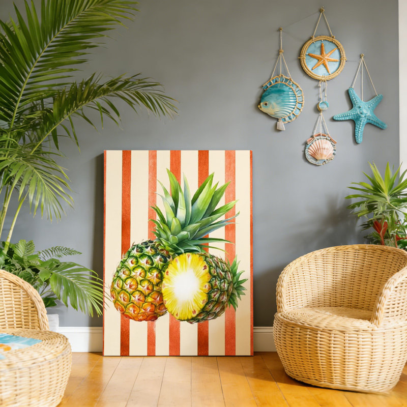 Ananas frais, art mural en bois à l'arrière, 30 x 20
