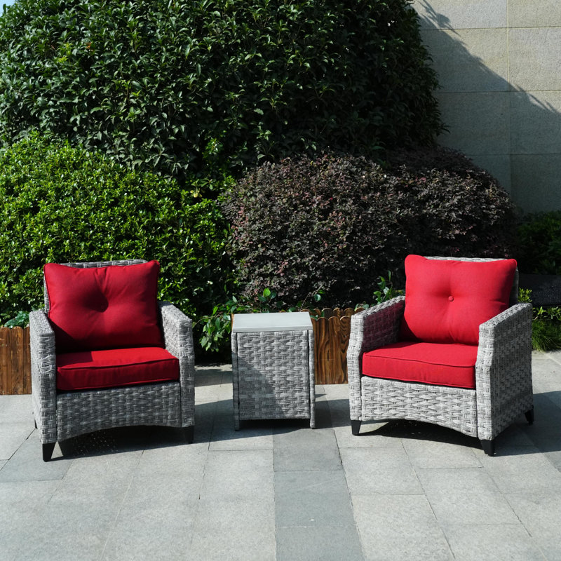 Juwaan 2 - Person Patio Conversation Set with Cushions, Red