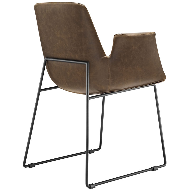 Carlsbad 23.5'' Brown Faux Leather Metal Arm Chair
