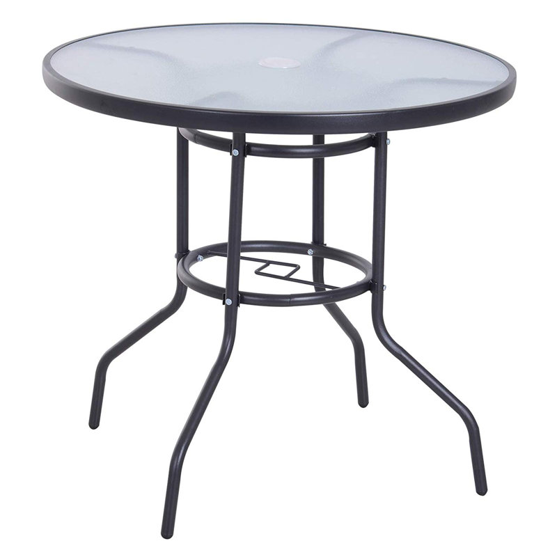 Marciniak Round Metal Outdoor Bistro Table With Umbrella Hole , 80cm cm W 80cm cm D