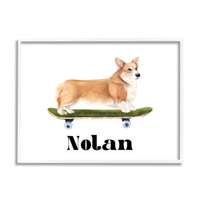 Corgi On Skateboard cmw-033 Personalized Wall Art