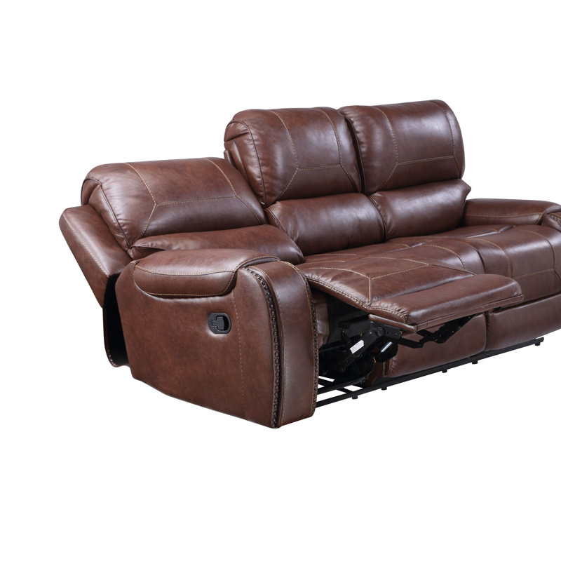 Wakita 86'' Faux Leather Reclining Sofa, Brown
