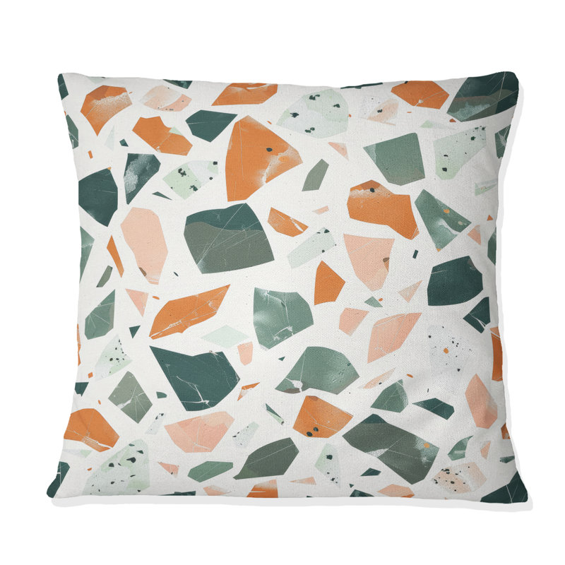 Coussin Peach Green Tiles III - Tiles, H 16 po x l 16 po