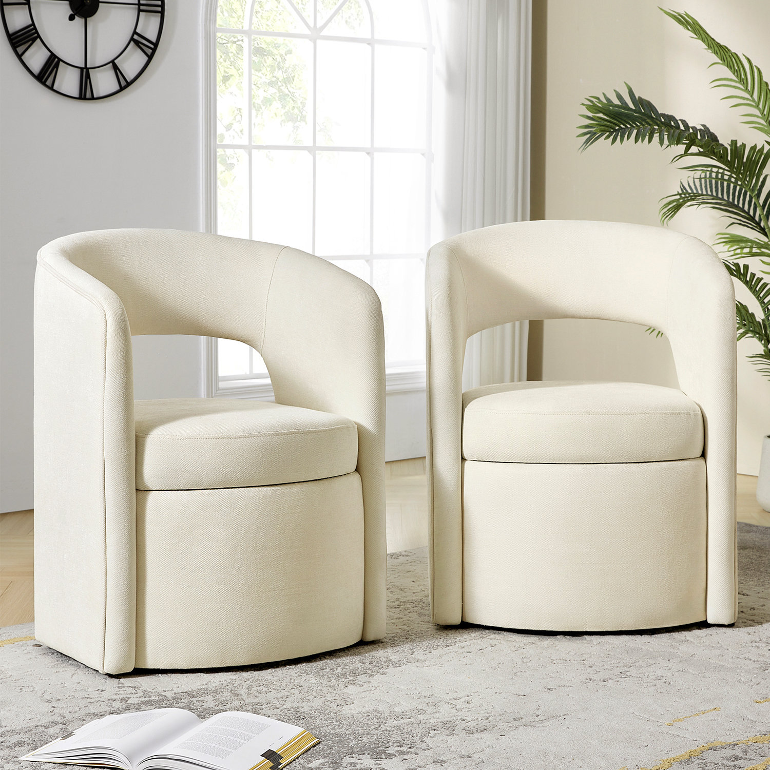 Allarna 25.5"W Modern Movable Dining Chair With Storage Set Of 2