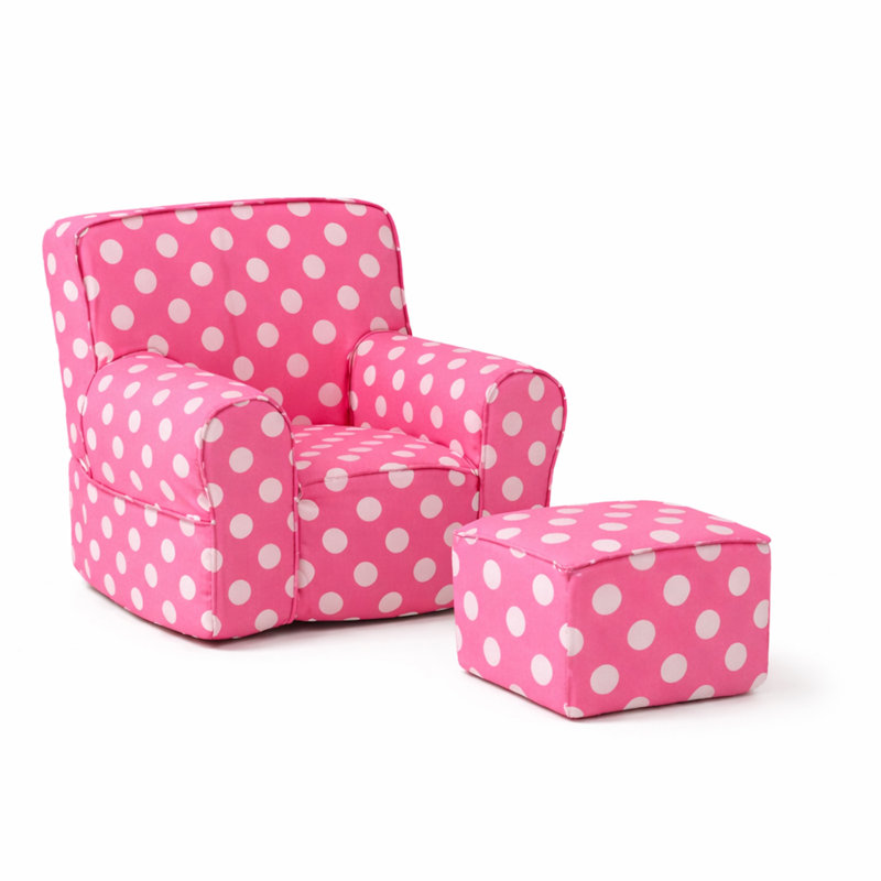 Ensemble de fauteuil et repose-pieds My propre, Mini pois roses