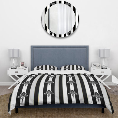Black White Simple Pinstripe II - Traditional Duvet Cover Set