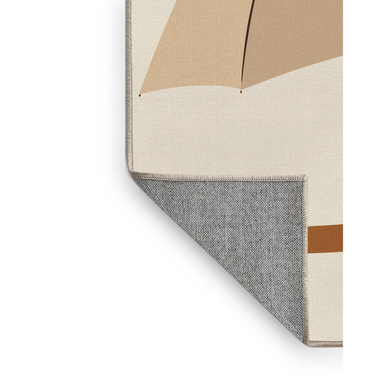 Machine Washable Buckland Modern & Contemporary Solid Colour Rug in Beige – Beige Binding, 5x7