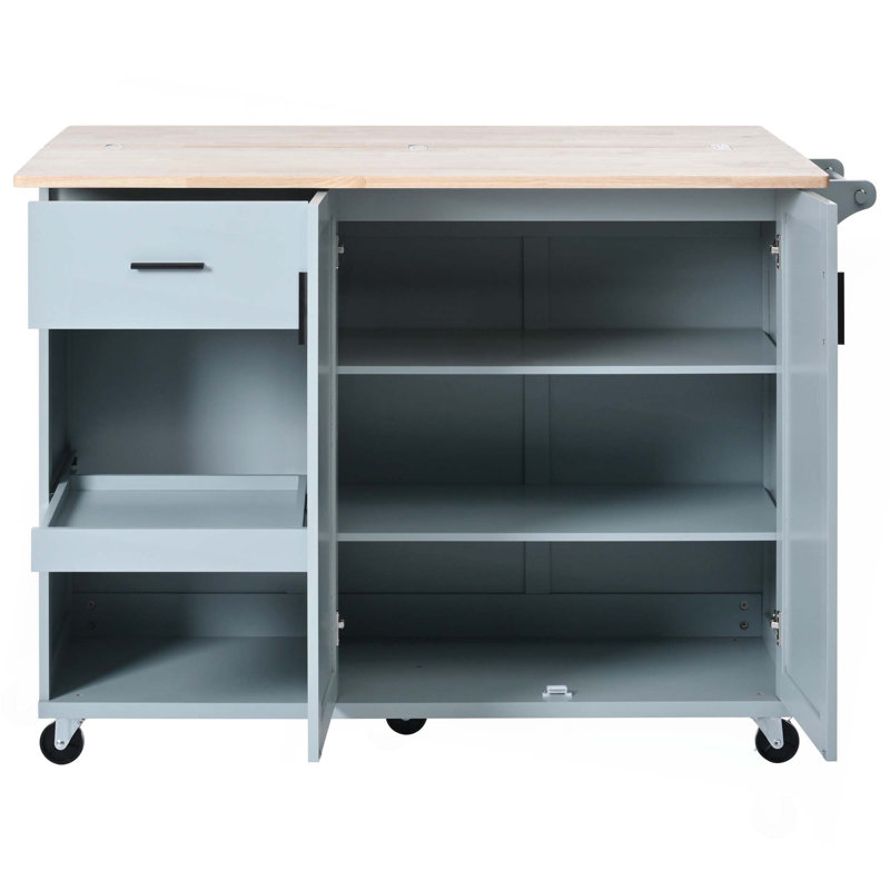 Kitchen Island with Foldable Counter Top,Kitchen Storage Cart with Slide-Out Shelf, Towel Rack and Drawer, Rolling Kitchen Cart on Wheels, for Kitchen, Living Room,Dining Room