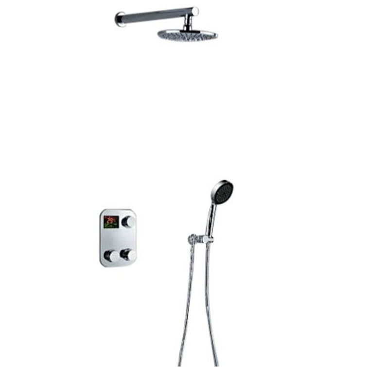 12 Inch Stainless Steel Rain Shower System with Thermostatic Valve and Handheld Spray