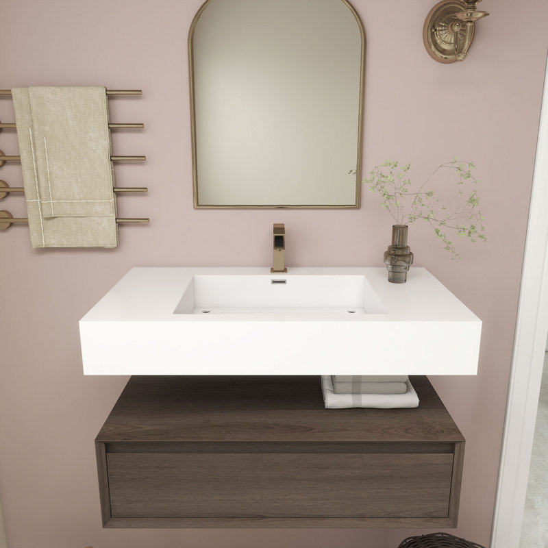 Alysa 36" Wall-Mounted Single Bathroom Vanity Set, Red  Oak