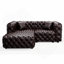 Ensemble de canapé moderne 77 po 77 po, canapé modulaire rembourré en similicuir 2 places avec conception touffetée à la main pure, 1 repose-pieds et 2 coussins, combinaison multiple pour le salon, brun foncé
