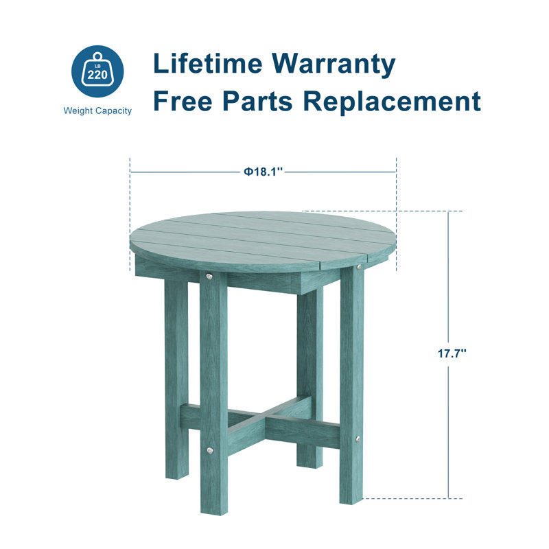 All-Weather HDPE Patio End Table, Easy Maintenance Small Outdoor Table, Fade-Resistant Side Table for Backyard, Pool, Porch 