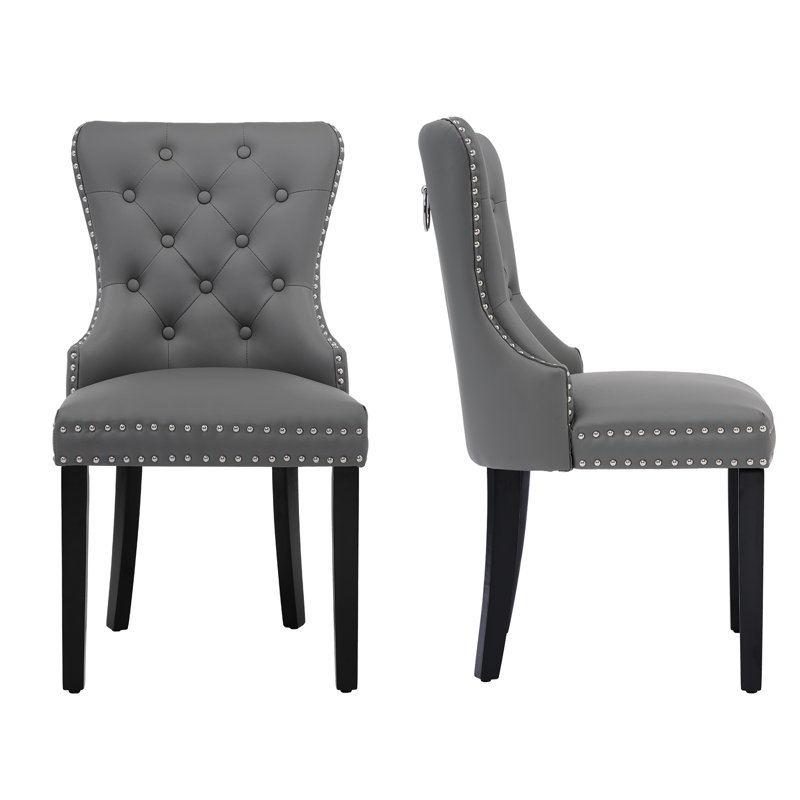 Chaises de salle à manger en polyuréthane avec anneau de traction, Gris
