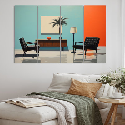 Mid Century Sleek Silhouettes I sur toile, reproduction de 4 pièces