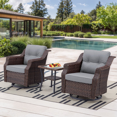 2 - Person Oversized Swivel Rocker Outdoor Seating Group With Cushions