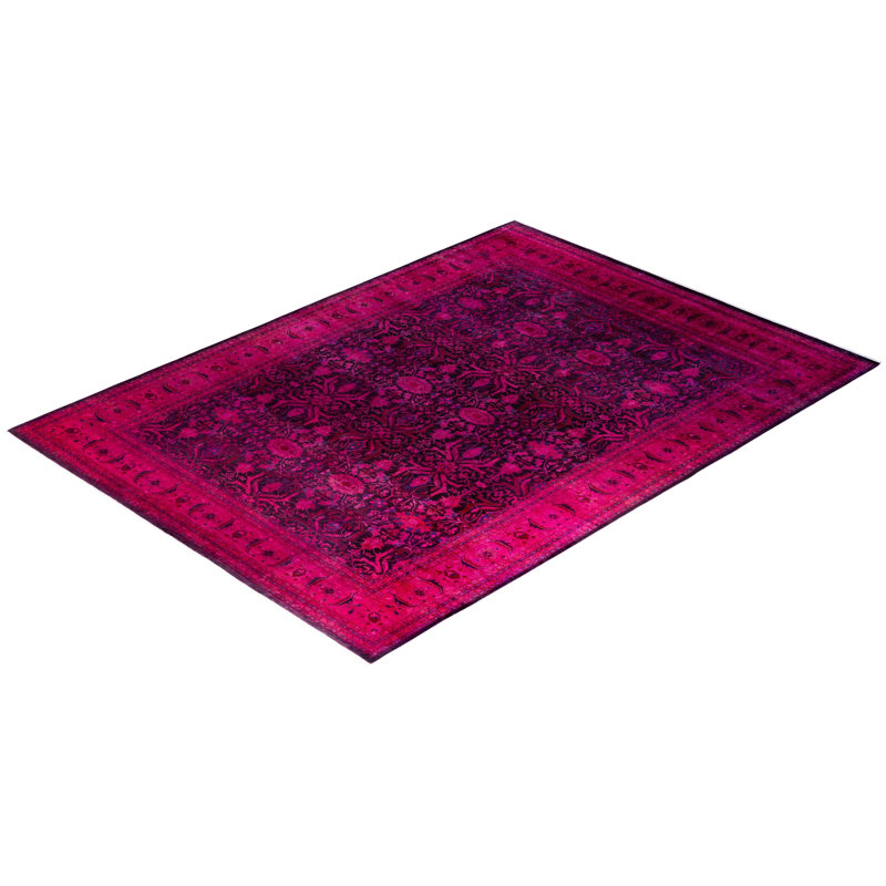 Tapis unique noué à la main mauve Fine Vibrance de 10 pi 1 po x 14 pi 3 po