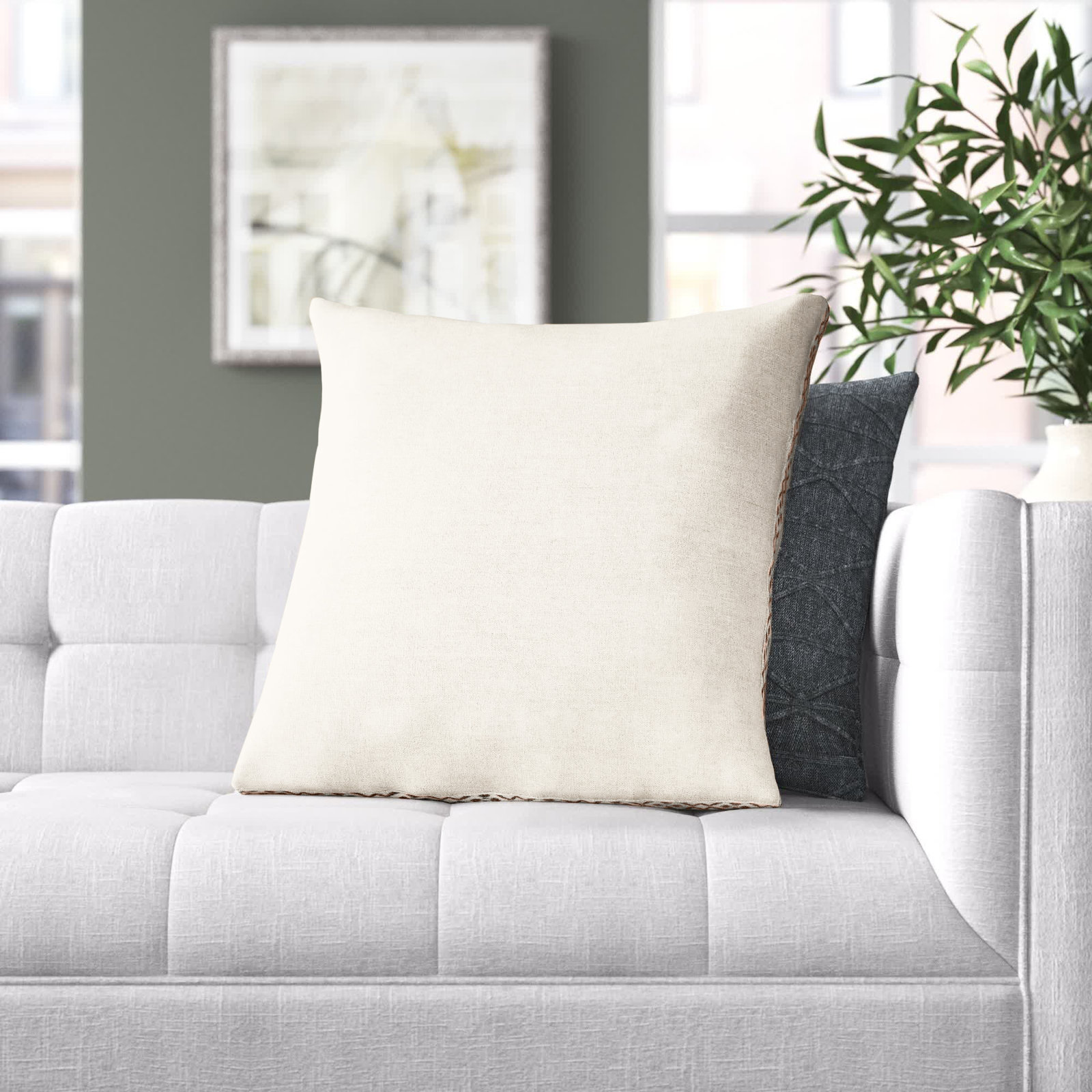 Griffin Linen Throw Pillow, Ivory/Blush, No Fill