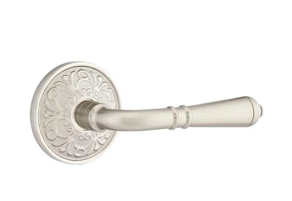 Mortaise intérieure Emtek Passage avec rosette Lancaster et levier Turino, Oui, Nickel satiné