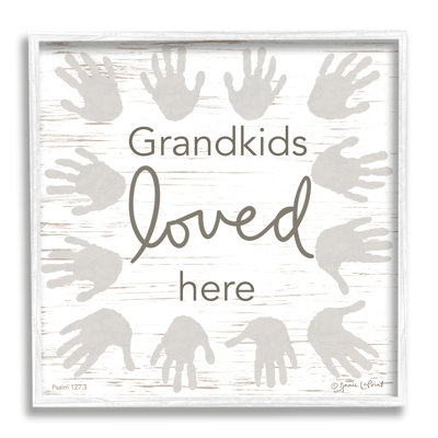 " Grandkids Loved Here Fun Family Grandparents Handprints " by Annie Lapoint