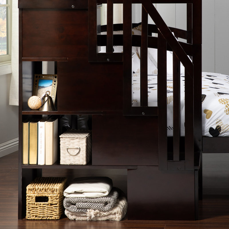 Lit superposé avec rangement Jaxson Kids, Simple sur double, Espresso