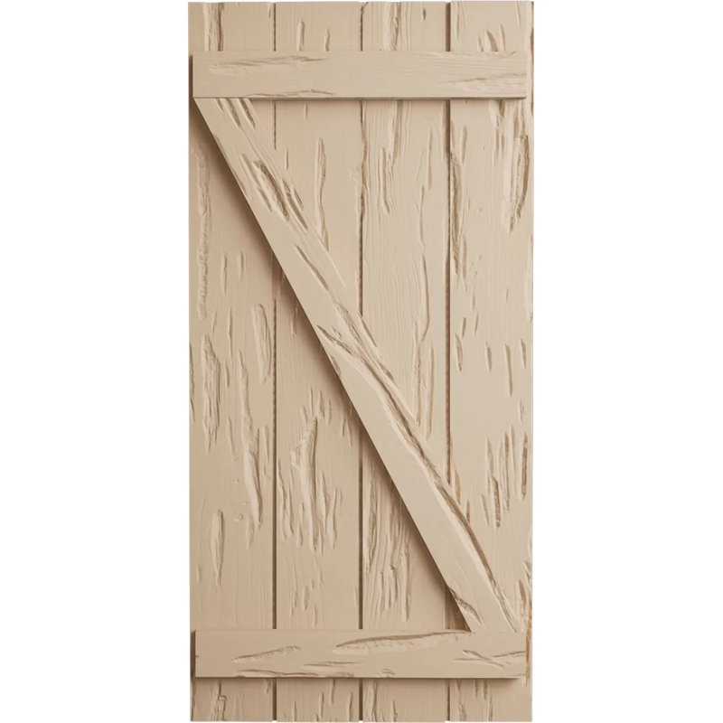 Volets rustiques en bois à quatre planches, H 24 po x l 22 po x P 1 po, Texture cyprès Pecky / brun clair apprêté, 22"