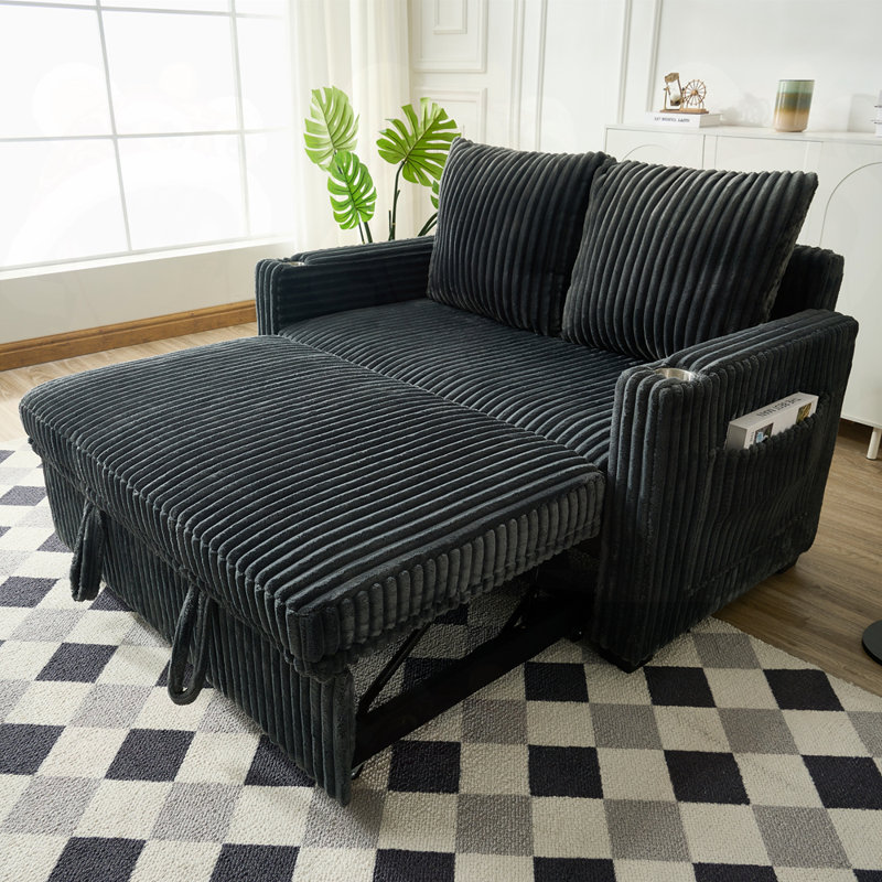 Sleeper Sofa Couch w/Pull Out Bed, Gray