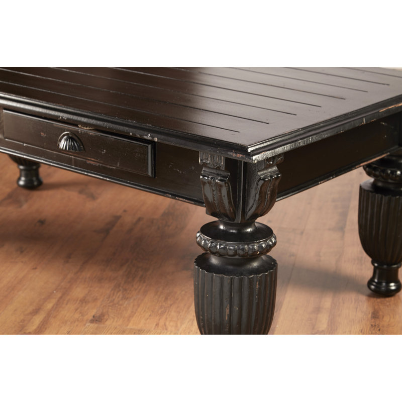 Table basse en bois massif Bevill, Noir
