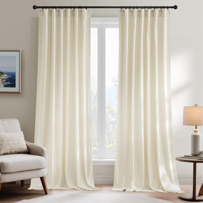 Kiyarra Velvet Curtains Thermal Insulated Energy Efficiency Privacy Curtains Blackout Rod Pocket Drapes, 2 Panels