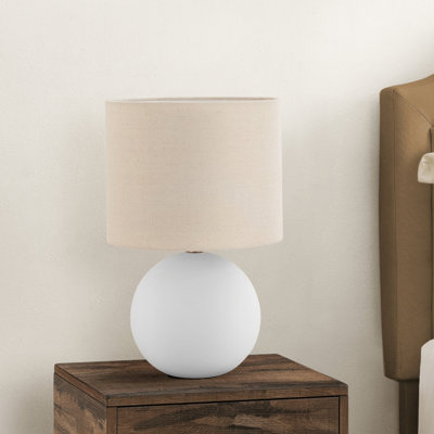 16"H, Table Lamp, Cream Shade, Cream Ceramic,  Chic Globe Shaped, Table Lamp