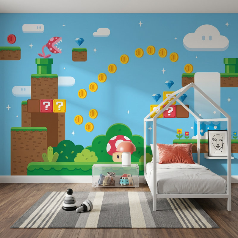 Dessin de plateforme de jeu vidéo, Texturé non collé, 140 po x 108 po