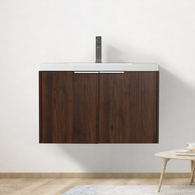 Meuble-lavabo à fermeture en douceur avec lavabo, 30 pouces pour petite salle de bain, 30 X 18-00630Caw (Kd-Packing)