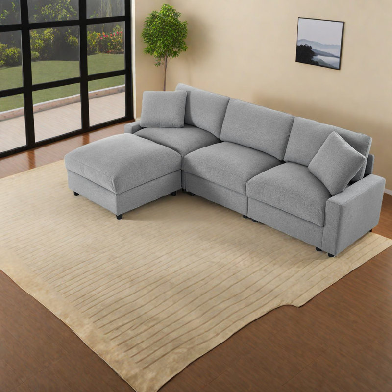 Canapé modulaire rembourré en polyester avec rangement