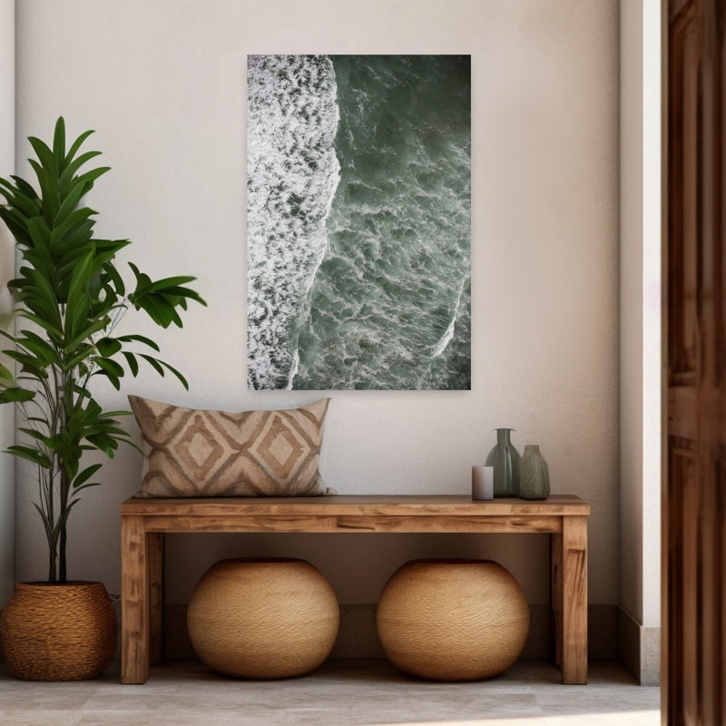 Art contemporain abstrait côtier serein, H 48 po x l 32 po