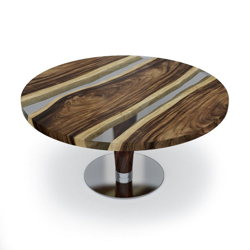 Table basse à piédestal, H 17,7 po x L 47,2 po x l 47,2 po, Fumée claire