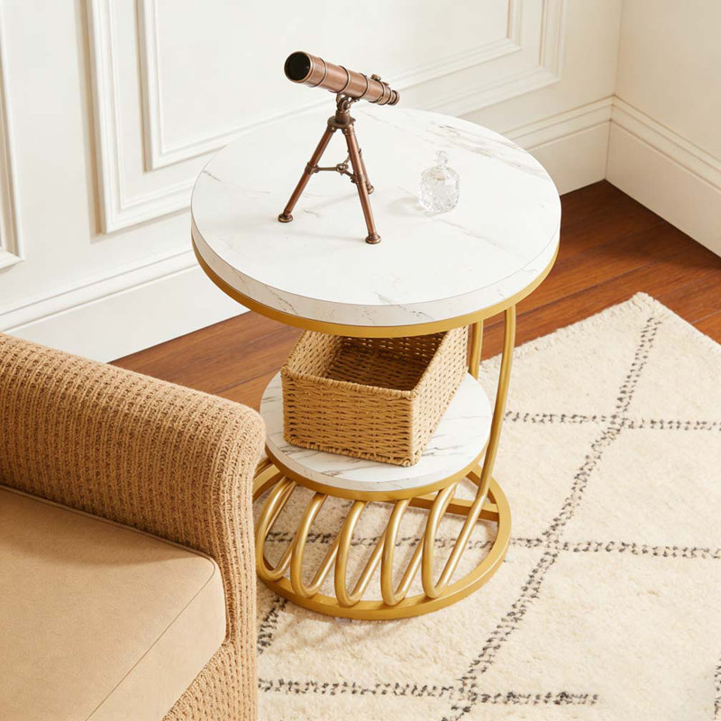 Table de chevet en faux marbre, table de bout