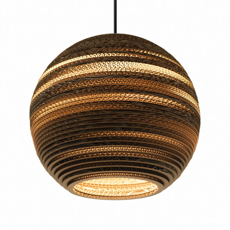 Scraplights Moon 14 Pendant Natural, 12" H x 14" W x 14" D, Brown