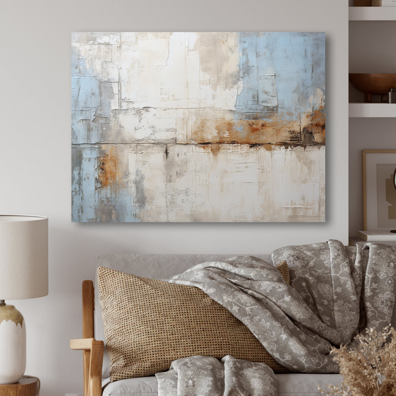 Tachisme gris et bleu - art mural en métal Tachisme MT136221, H 24 po x l 32 po x P 1 po