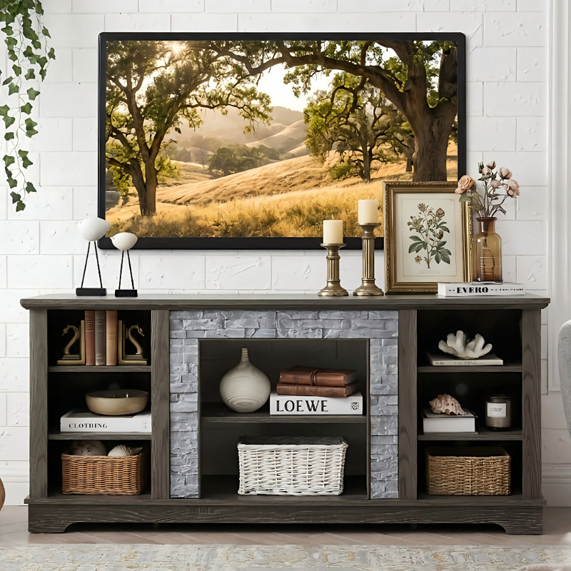 Crédence de rangement Jazai, Gris, H 26 po x l 70 po x P 15 po, Oui