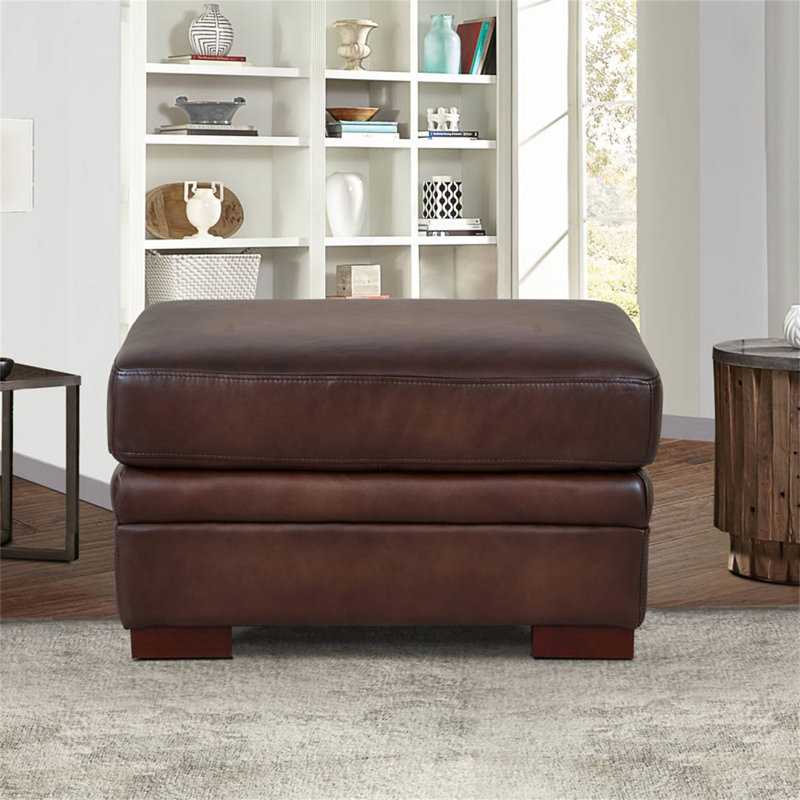 Repose-pieds en cuir Brookfield, Caramel