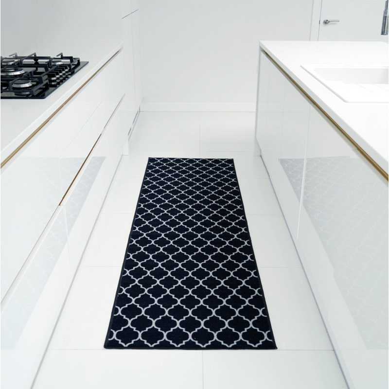 Vasta Non-Slip Geometric Indoor Doormat, 50cm W x 80cm L, Black