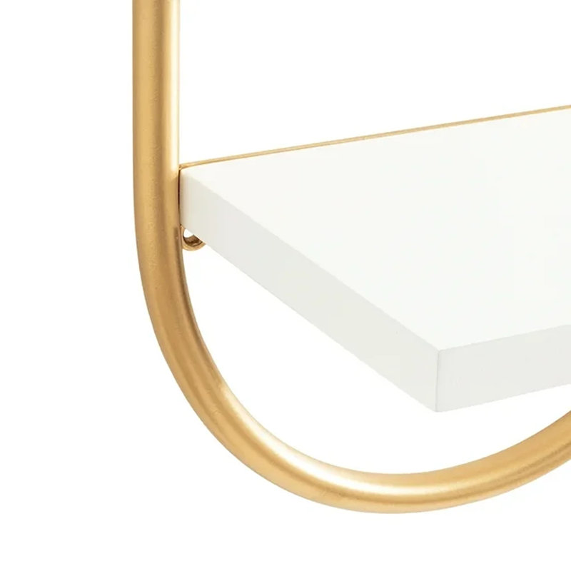 Carlile 2 Piece Oval Bracket Shelf, Gold, White/Gold