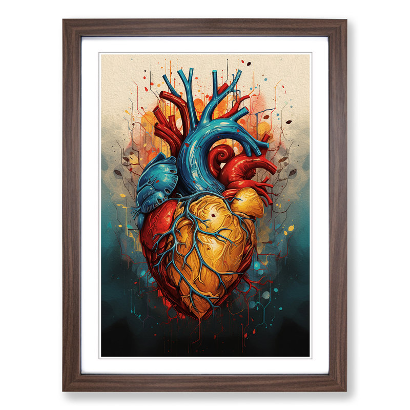 Single Picture Frame Print on Wood, Walnut Framed, 46cm H x 34cm W