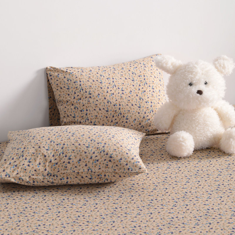 Toddler Pillowcase - Jersey Cotton Crib Size, Taupe Floral 3